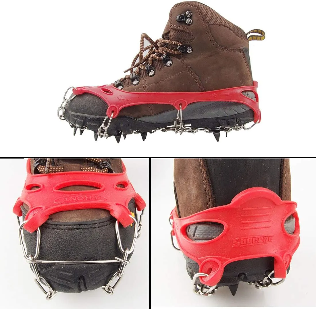 11 Spikes Kids Crampons for Hiking Boots Ice Cleats 11 Teeth Anti Slip Crampons Hiking Climbing Walking Shoes Toddler-Preschool-Gradeschooler-Teens