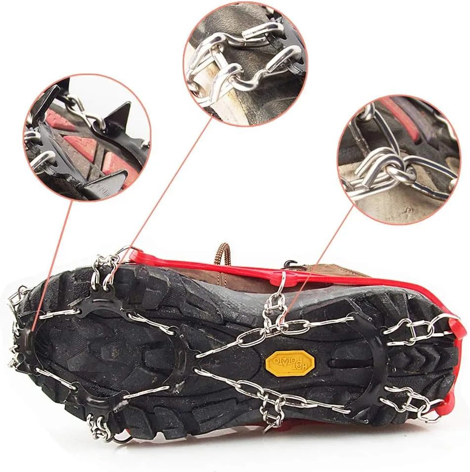 11 Spikes Kids Crampons for Hiking Boots Ice Cleats 11 Teeth Anti Slip Crampons Hiking Climbing Walking Shoes Toddler-Preschool-Gradeschooler-Teens