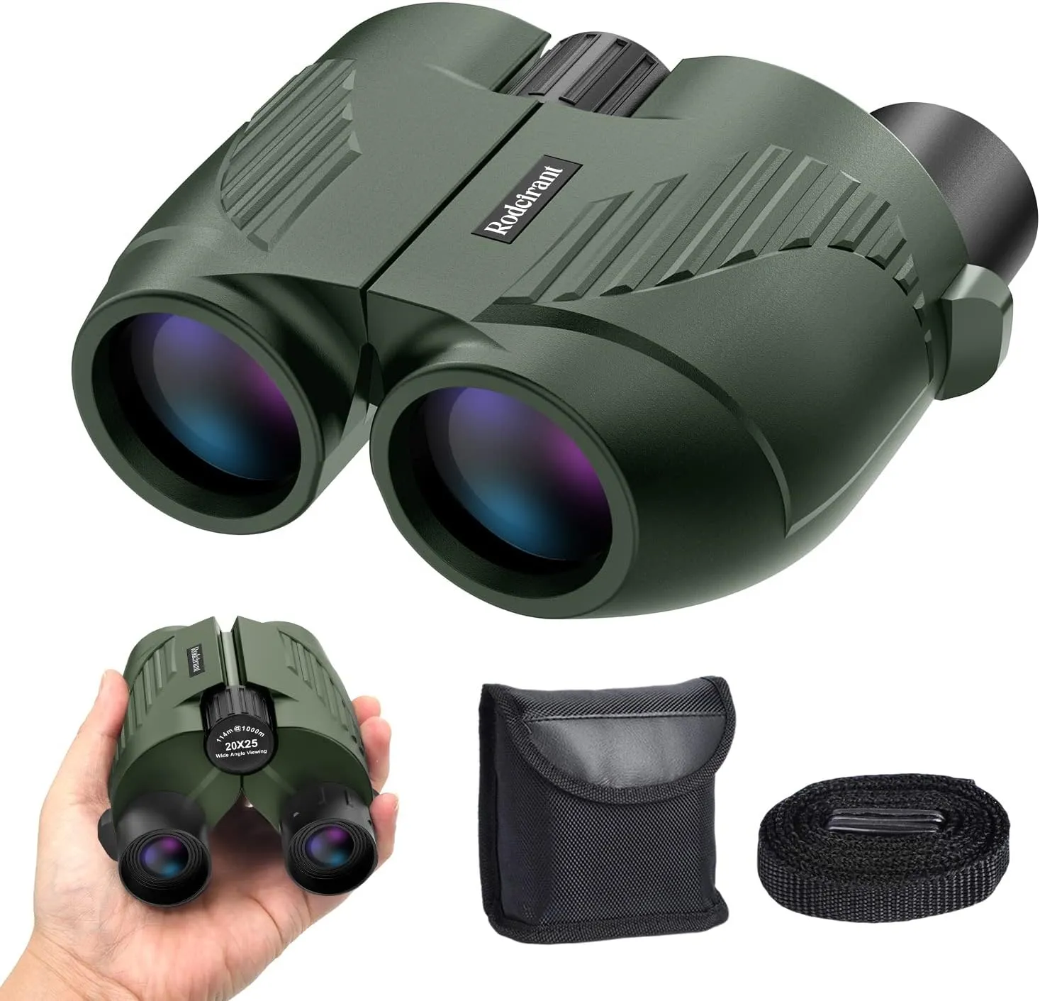 20X25 Compact Binoculars for Adults and Kids,Large Eyepiece Waterproof BinocularEasy Focus Small Binoculars for Bird Watching,Hiking and Concert, Green