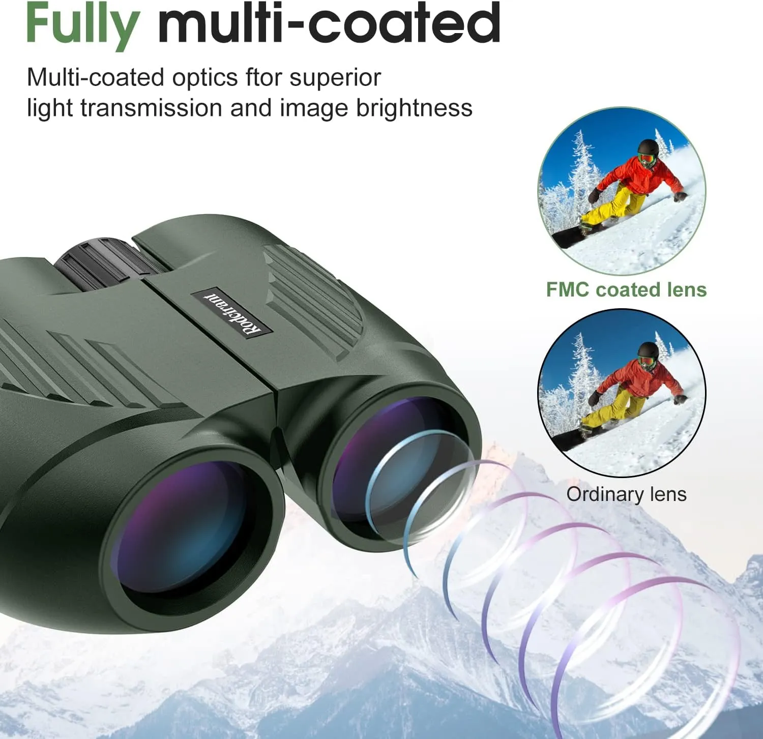 20X25 Compact Binoculars for Adults and Kids,Large Eyepiece Waterproof BinocularEasy Focus Small Binoculars for Bird Watching,Hiking and Concert, Green