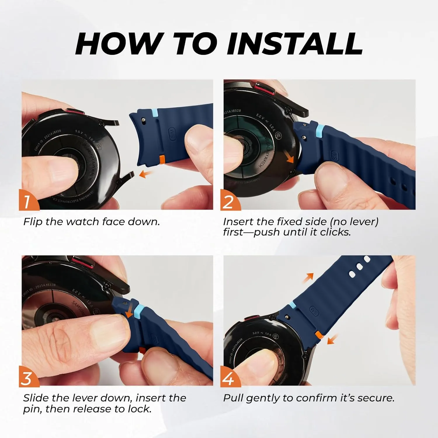 3 Pack Sport Band Compatible for Galaxy Watch 7 Bands 44mm 40mm, Samsung Galaxy Watch FE/6/5/4 Classic(40mm-47mm) No Gap Soft Silicone Replacement Strap for Men & Women
