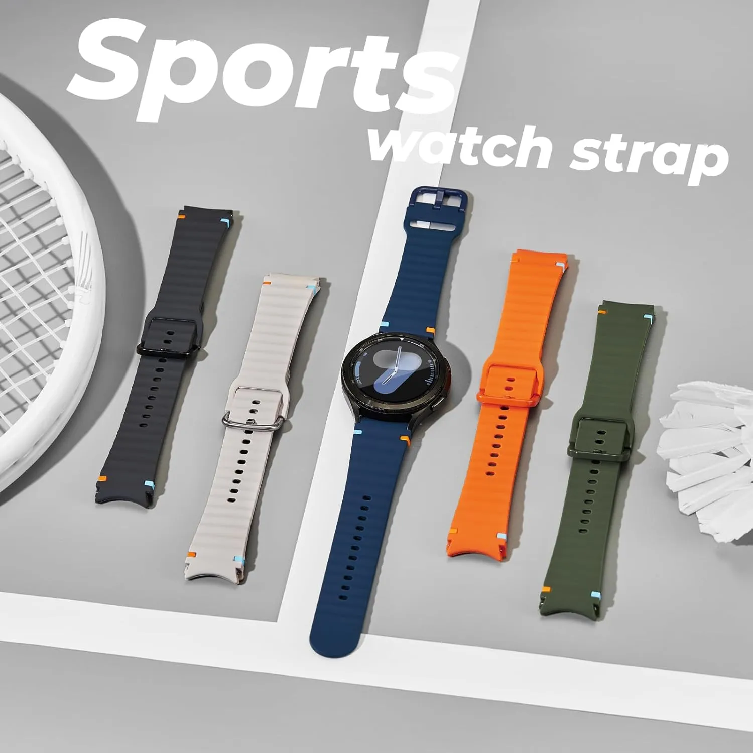 3 Pack Sport Band Compatible for Galaxy Watch 7 Bands 44mm 40mm, Samsung Galaxy Watch FE/6/5/4 Classic(40mm-47mm) No Gap Soft Silicone Replacement Strap for Men & Women