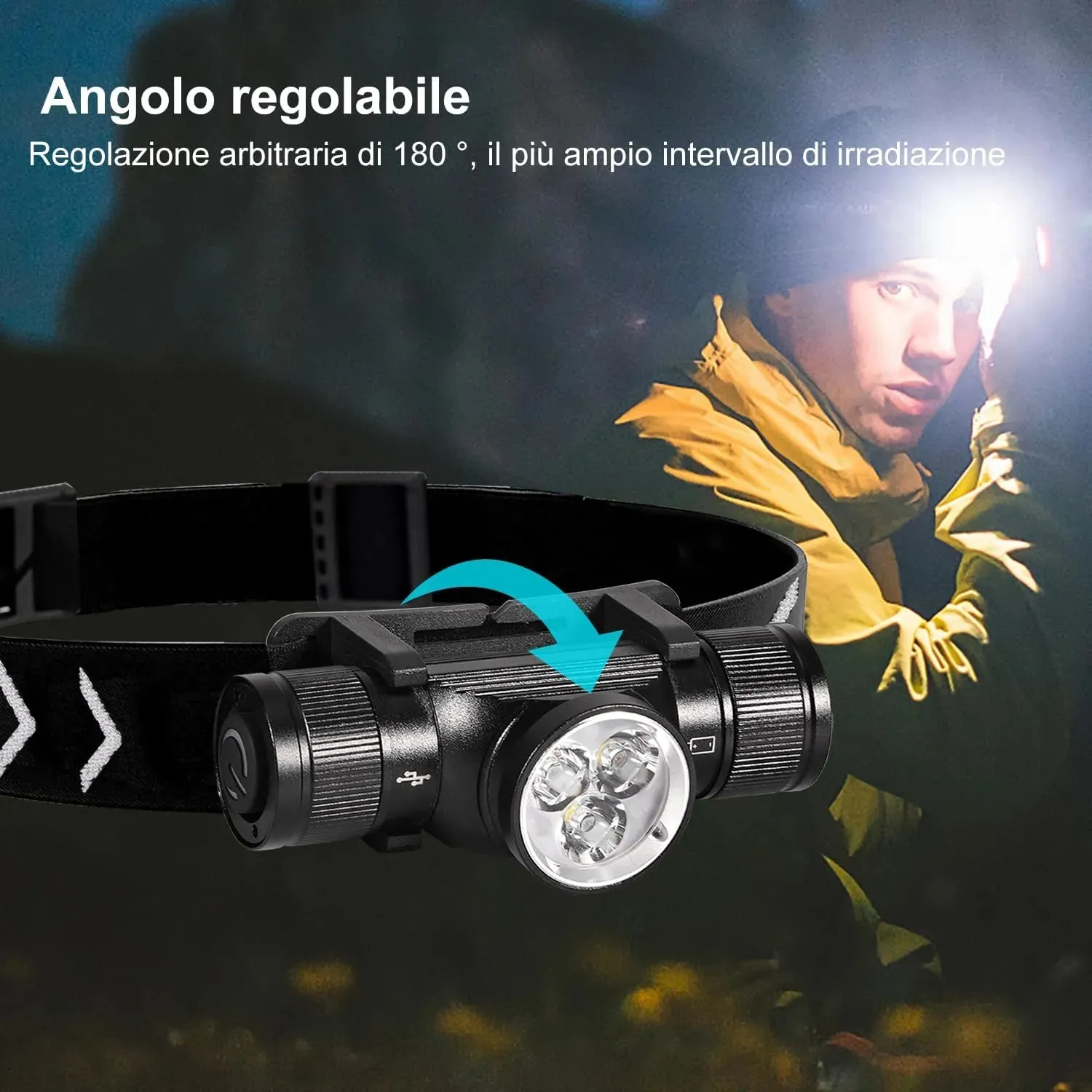 APLOS H330 Type-C Rechargeable LED Headlamp 18650 Powerful 1500lm Floodlight 5 Modes Outdoor Tactical Working Lamp Headlight