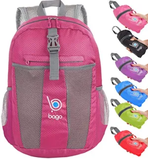 bago 25L Lightweight Packable Backpack - Water Resistant Travel and Hiking Daypack - Foldable and