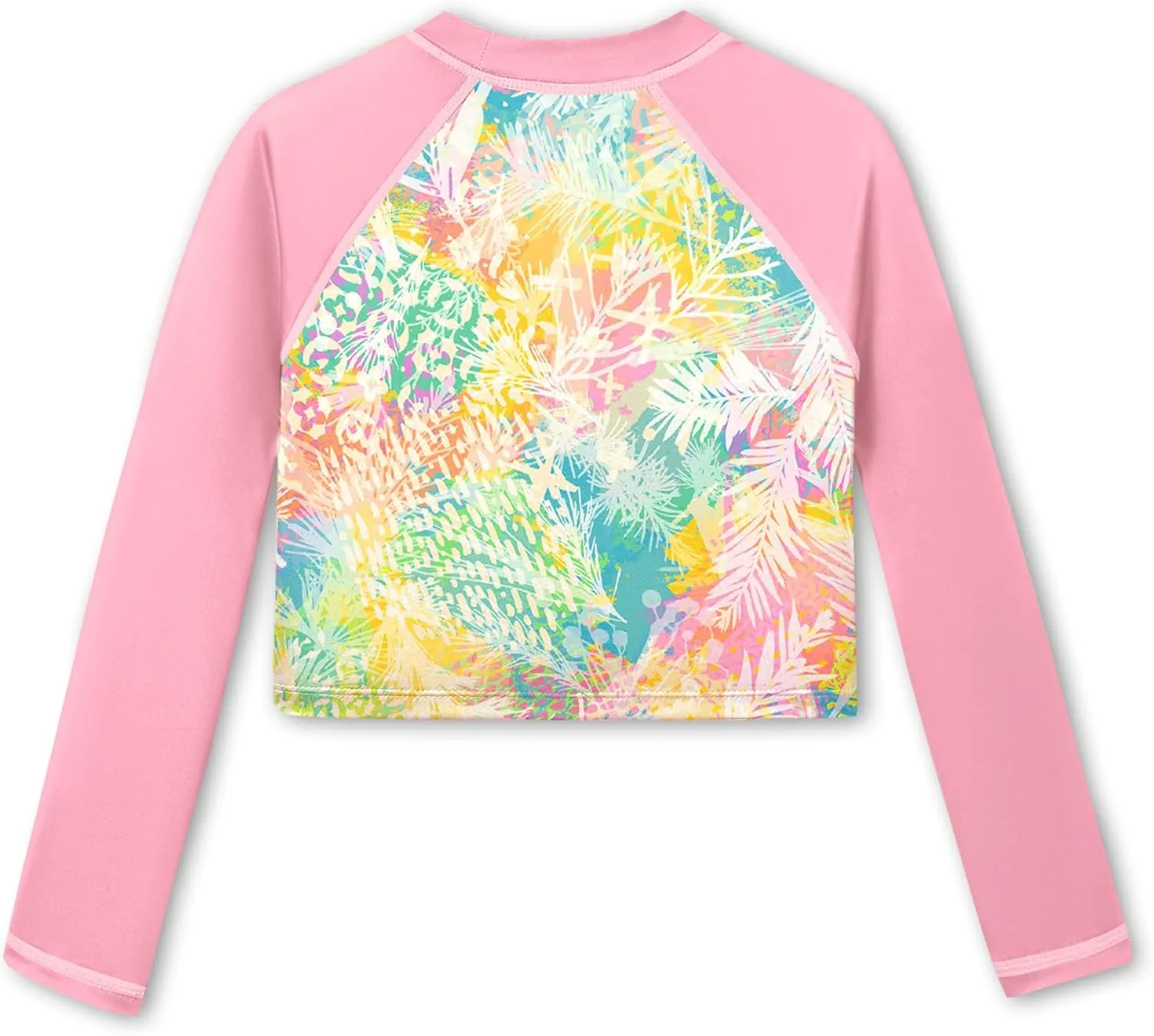 BesserBay Girls UPF 50  Long Sleeve Mock Neck Crossover Hem Swim Crop Top 4-12 Years