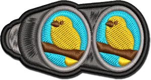 Bird Watching Binoculars Hobby Multi-Color Embroidered Iron-On Patch Applique - Mini 2.0 Inch