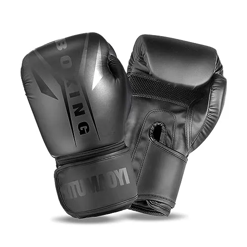 Boxing Gloves for Men and Women - Muay Thai, Kickboxing, and Heavy Bag Workout Gloves for Boxing and MMA Training (Black, 16oz)