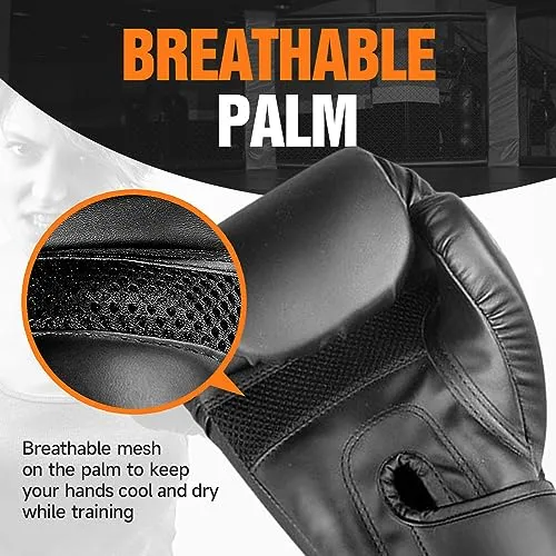 Boxing Gloves for Men and Women - Muay Thai, Kickboxing, and Heavy Bag Workout Gloves for Boxing and MMA Training (Black, 16oz)