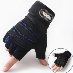 Callie Lives Red Blue Fingerless Wrist Support Weight Training Biking Gloves