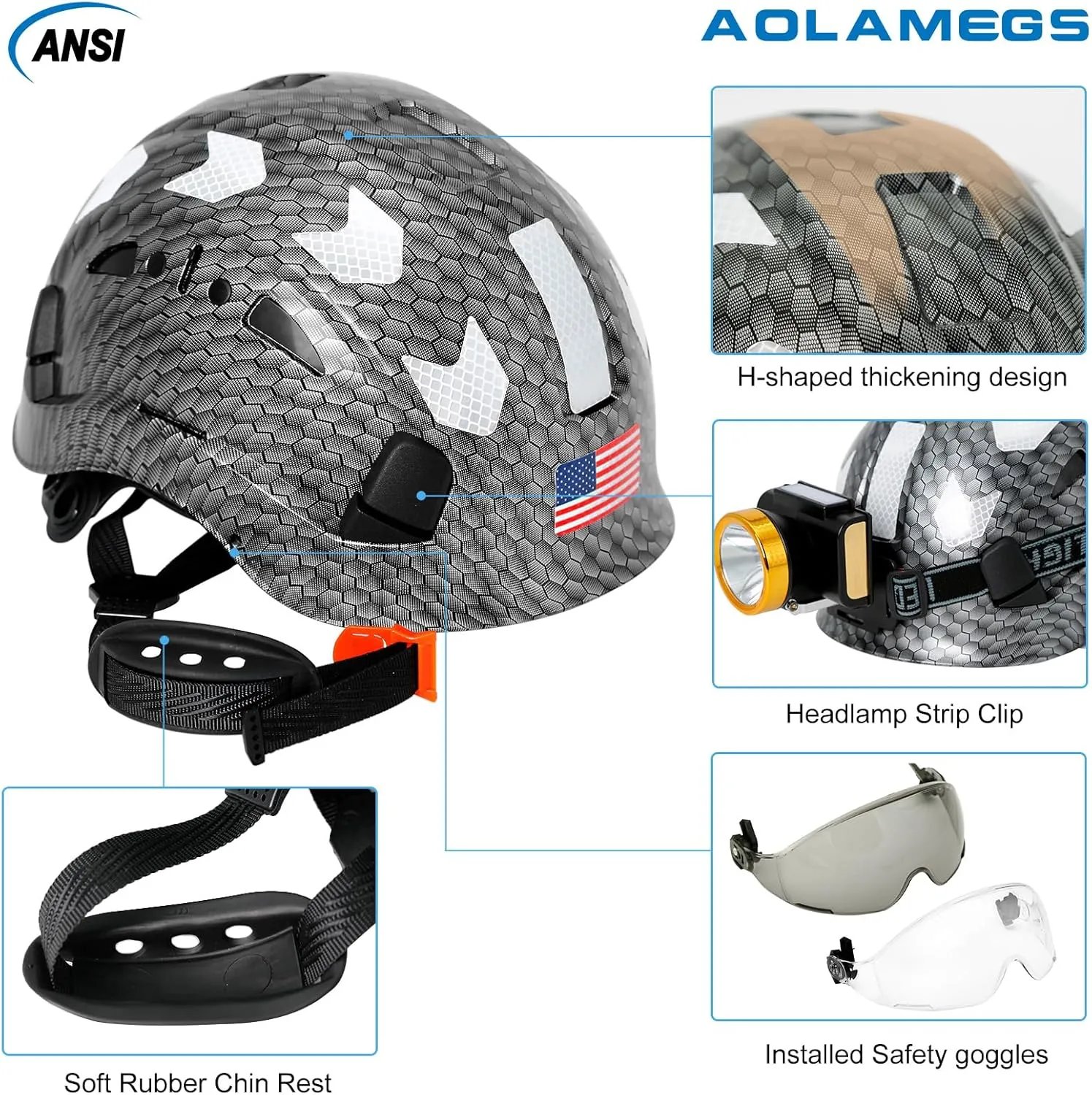 Carbon Fiber Pattern Hard Hats - Construction OSHA Approved Hard Hat,ANSI Z89.1 Type 1 Class C Adjustble Vented Safety Helmet for Men Women,6-Pt Suspension Low Profile Hard Hat with Chin Strap Cascos
