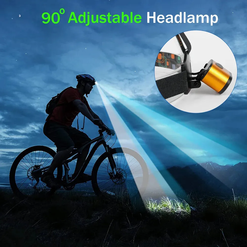 Cyclezone Portable LED Headlamp Waterproof COB Lantern Head Lamp USB Rechargeable for Night Fishing Hiking Bright Work Light