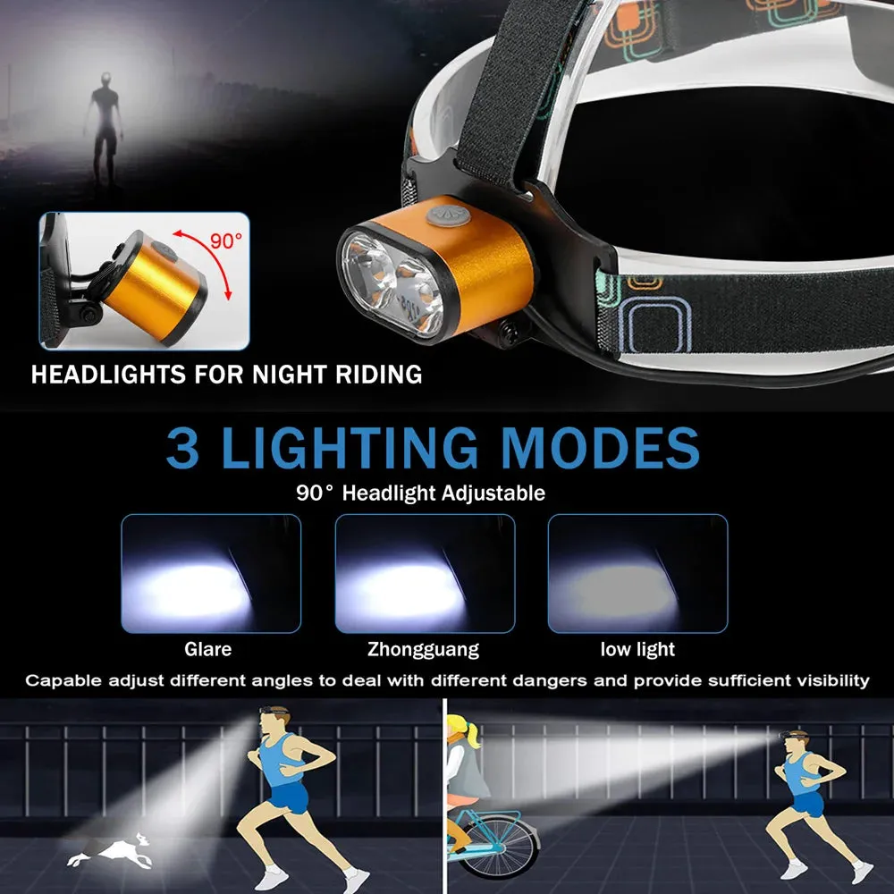Cyclezone Portable LED Headlamp Waterproof COB Lantern Head Lamp USB Rechargeable for Night Fishing Hiking Bright Work Light
