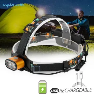 Cyclezone Portable LED Headlamp Waterproof COB Lantern Head Lamp USB Rechargeable for Night Fishing Hiking Bright Work Light