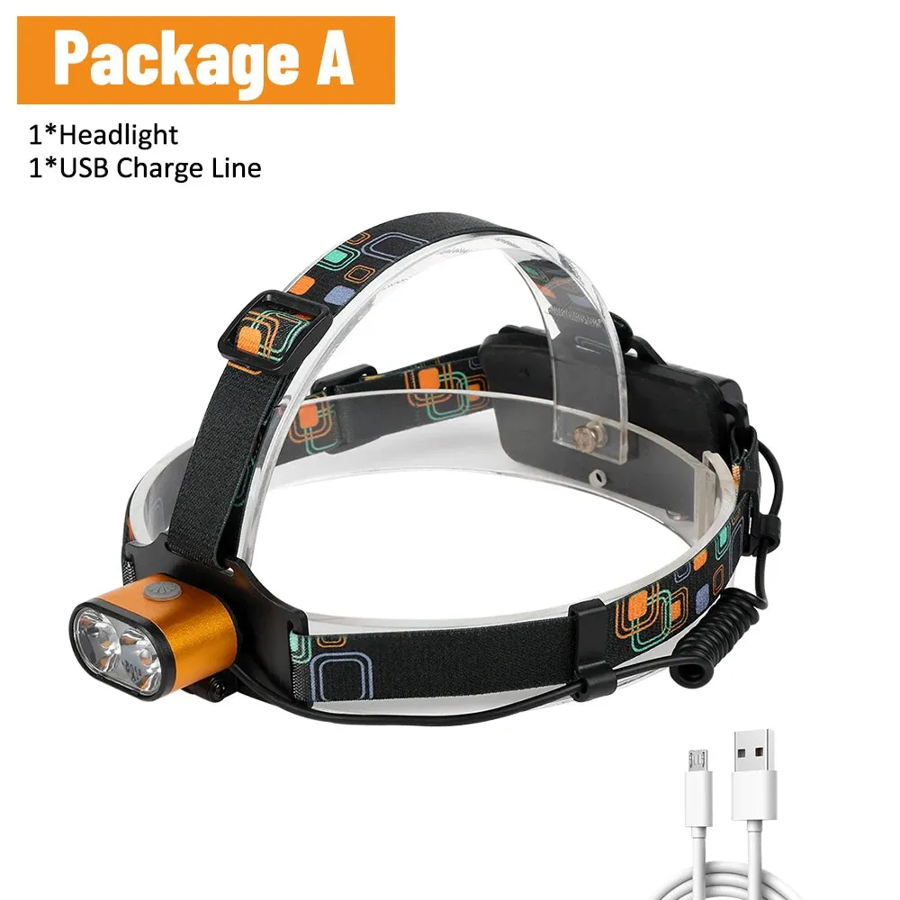 Cyclezone Portable LED Headlamp Waterproof COB Lantern Head Lamp USB Rechargeable for Night Fishing Hiking Bright Work Light