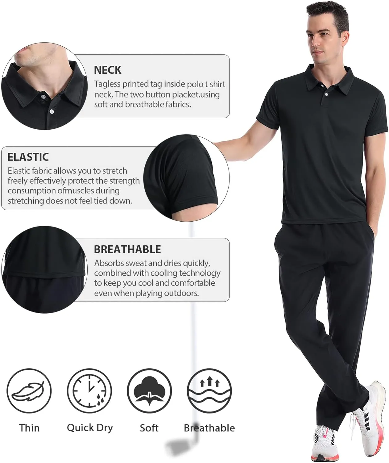 Femdouce Polo Shirt Mens Polo Shirts Short Sleeve Moisture Wicking Shirts for Men Polo Golf Shirt Men Athletic Fit 1-4 Packs