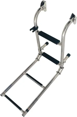 Folding Dock Boat Ladder 4 Steps Boat Ladder Folding,Heavy Duty Stainless Steel Universal Pontoon Ladder with Hook for Deck Ship Side Stern Inboard Rear Entry