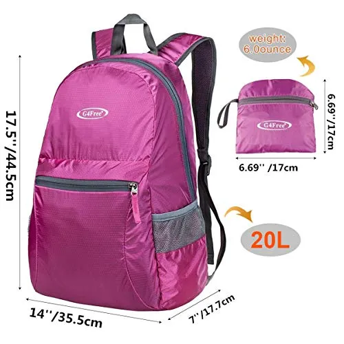 G4Free 20L Lightweight Packable Backpack Travel Hiking Daypack Foldable