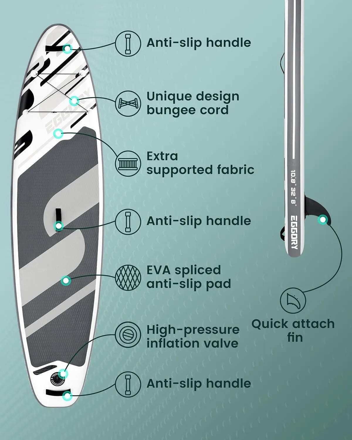 Inflatable Paddle Board,Stand Up Paddle Board Set, Extra Wide SUP Board with Removable Fin, Floating Paddle, Hand Pump, Waterproof Phone Pouch,Traveling Board