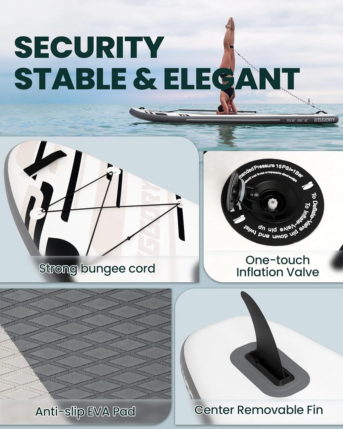 Inflatable Paddle Board,Stand Up Paddle Board Set, Extra Wide SUP Board with Removable Fin, Floating Paddle, Hand Pump, Waterproof Phone Pouch,Traveling Board