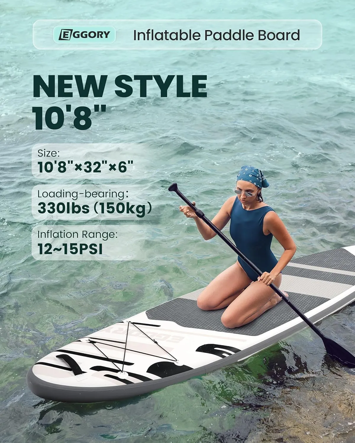 Inflatable Paddle Board,Stand Up Paddle Board Set, Extra Wide SUP Board with Removable Fin, Floating Paddle, Hand Pump, Waterproof Phone Pouch,Traveling Board