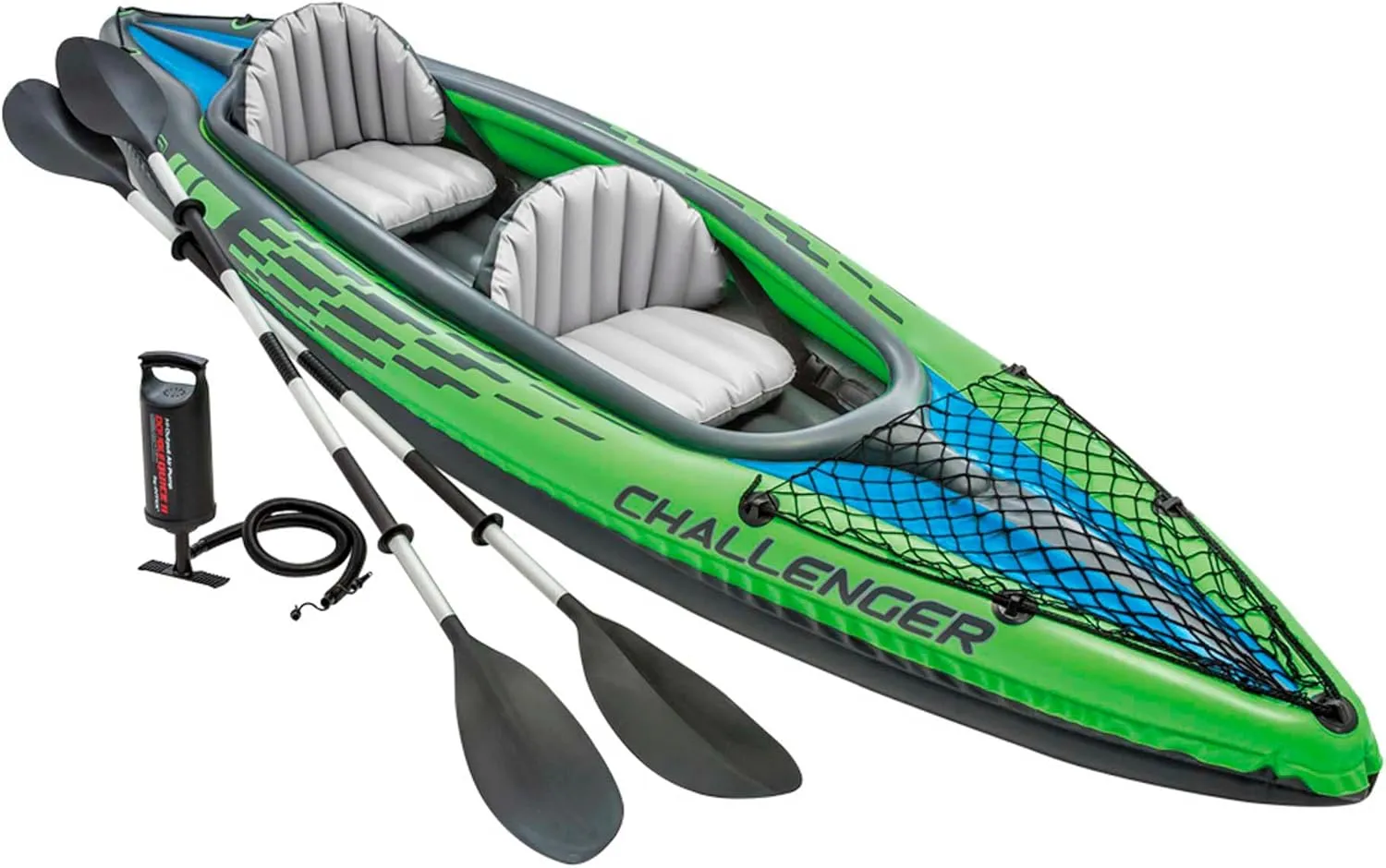 INTEX Challenger Inflatable Kayak Series: Includes Deluxe 86in Kayak Paddles and High-Output Pump  SuperStrong PVC  Adjustable Seat with Backrest  Removable Skeg  Cargo Storage Net