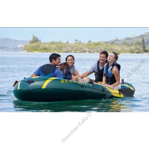 Intex seahawk 4 person 351x145x48cm pvc inflatable boat pvc sport fishing boat 68351 aluminium paddle pump dinghy raft A06007