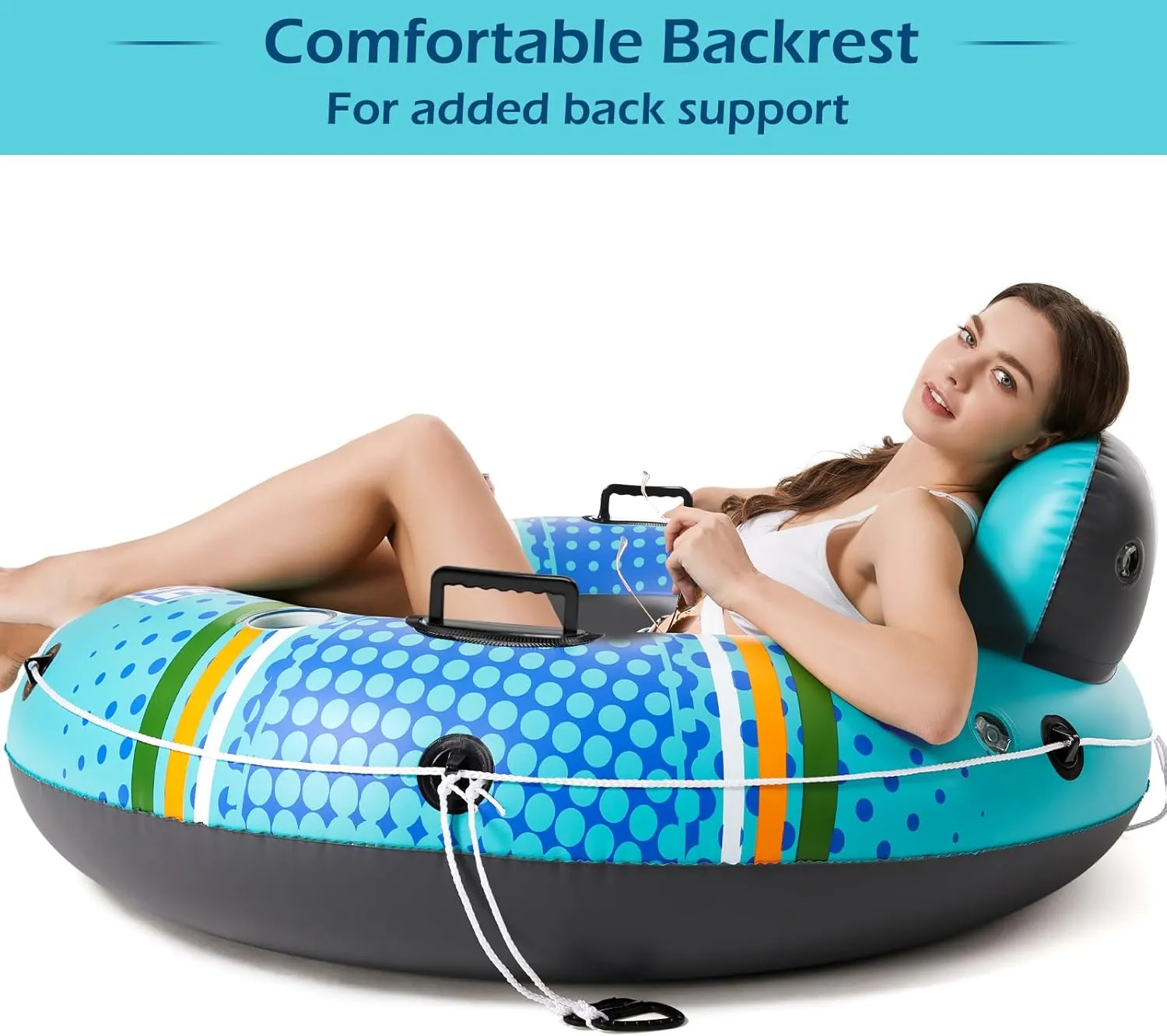 Jasonwell Inflatable River Tube Float - Heavy Duty River Float Pool Floats Lake Premium Water Tubes for Floating Recreational River Raft Lounge Floaties with 2 Cup Holders for Adult