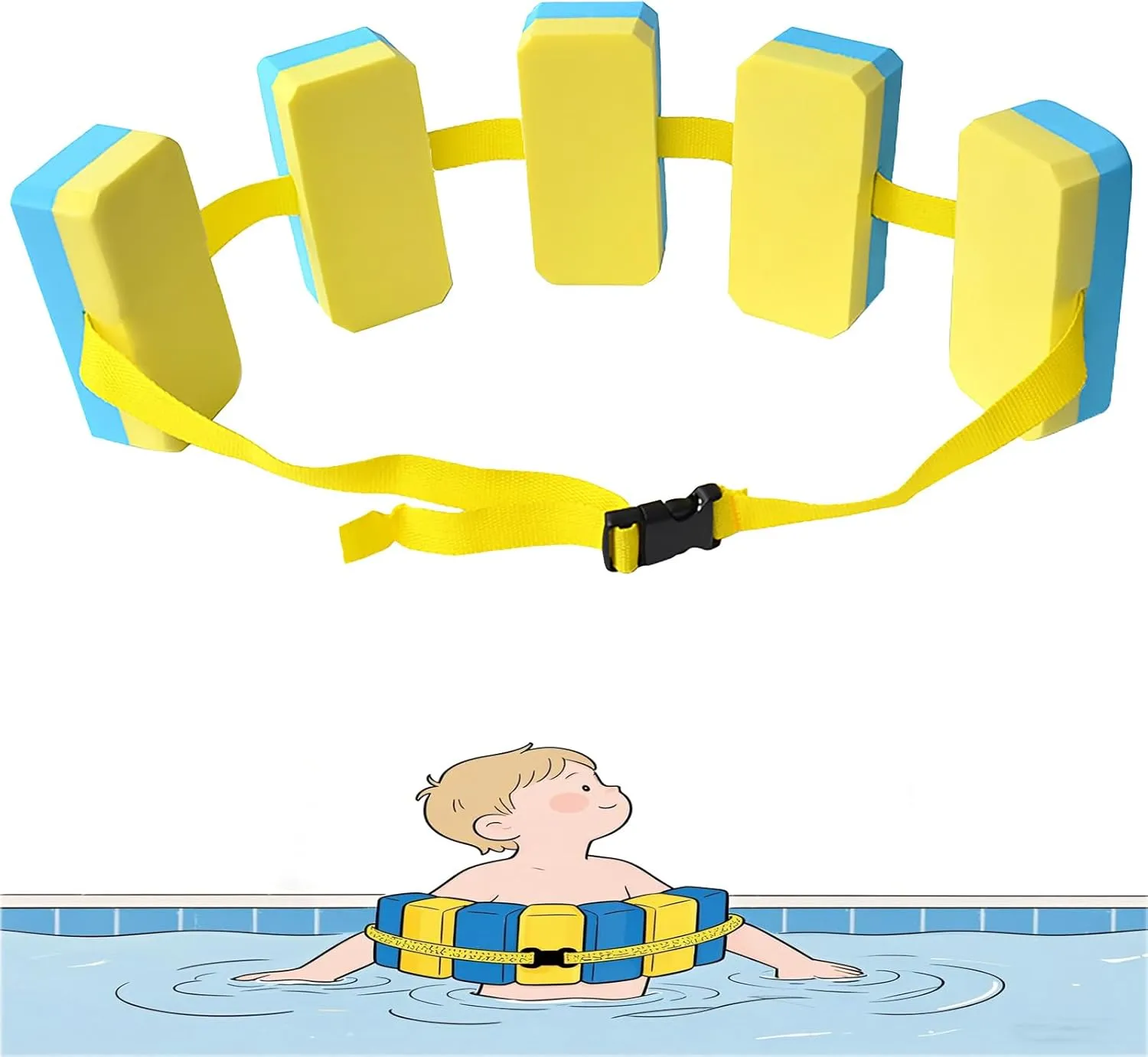 Kids Swim Belt for Beginners  EVA Flotation Belt Swim Trainer for Children, Adjustable 38" Back Float Swim Belt, Ideal Swim Training Aid for Kids Learning to Swim