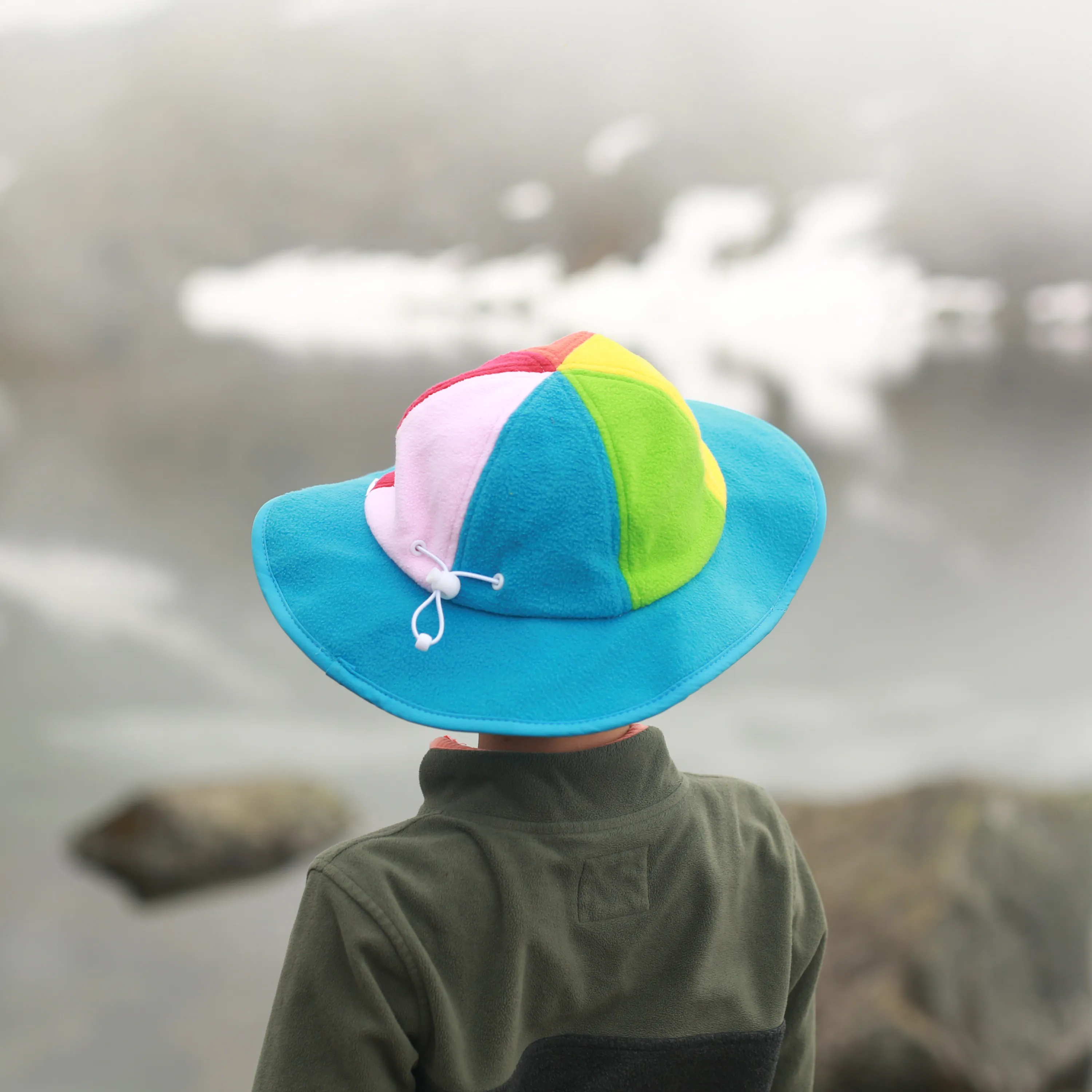 Kids Tundra Ear Flap Fleece Winter Wide Brim Sun Hat - Rainbow