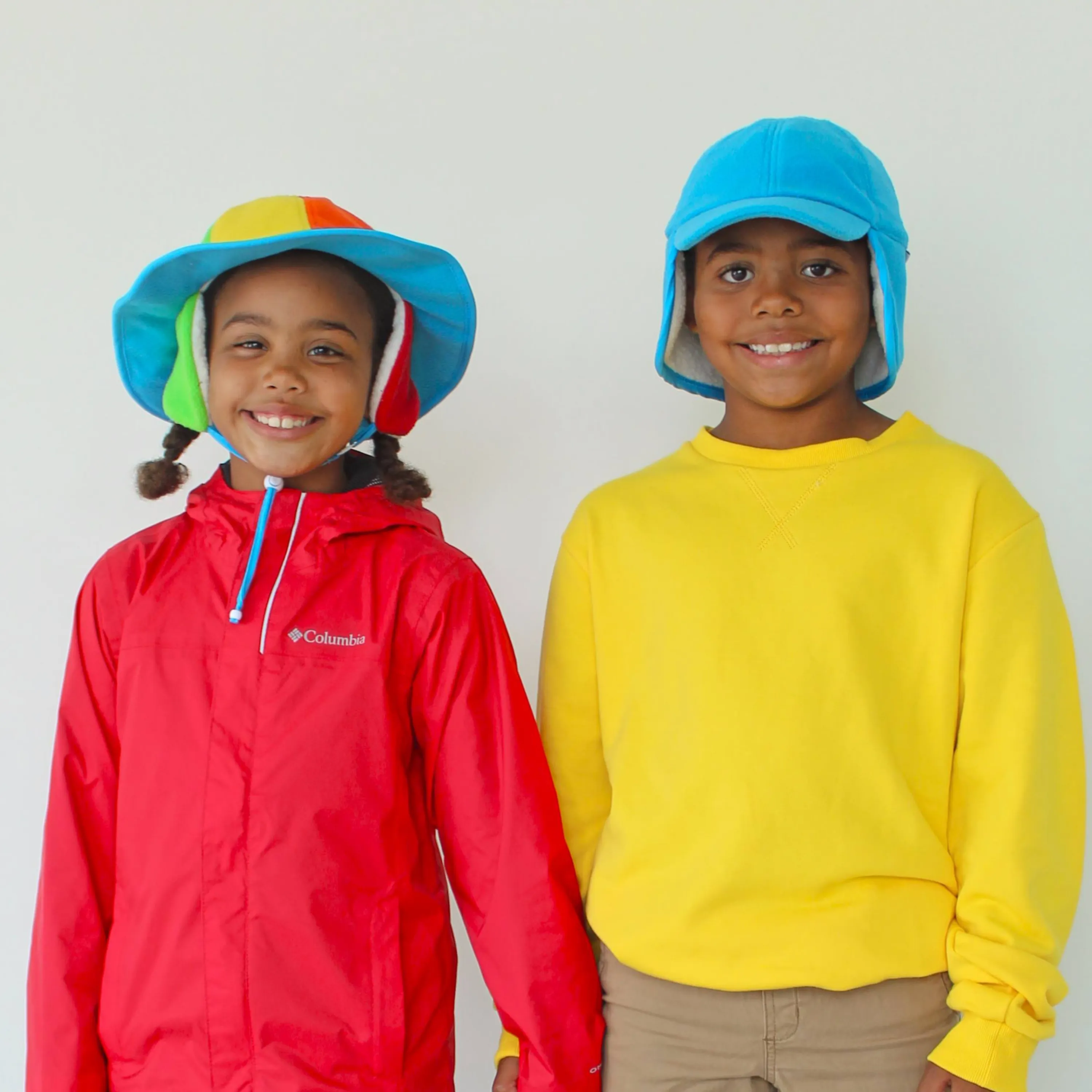 Kids Tundra Ear Flap Fleece Winter Wide Brim Sun Hat - Rainbow