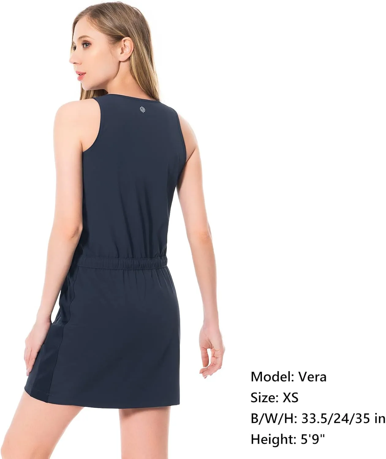 Lightbare Womens UPF 50  Tank Dress with Pockets Detachable Shorts Drawstring Waist Quick Dry for Hiking Camping Outdoors