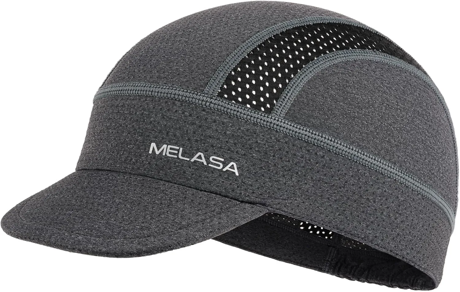 MELASA Cycling Cap, Cooling Skull Cap Helmet Liner with Sun Visor, Sun Protection Running Bike Cap for Men Women Under Helmet