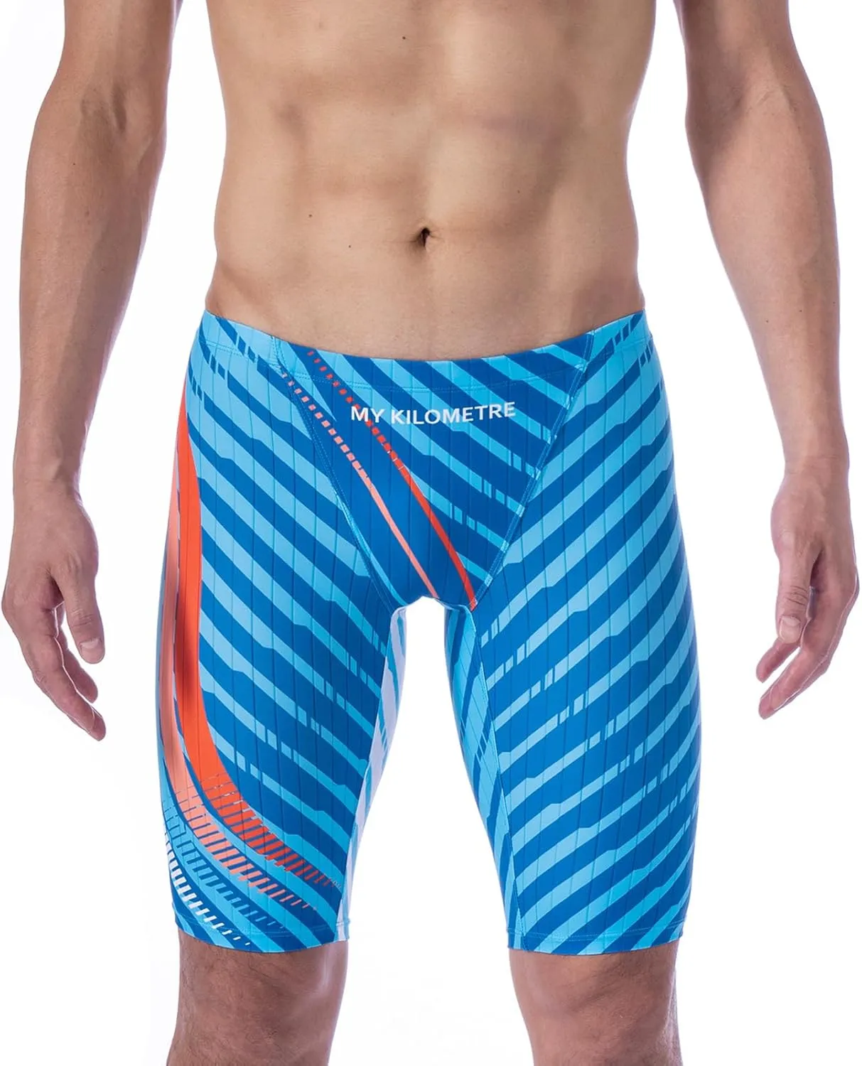 MY KILOMETRE Men's Swimsuit Jammer Solid Swim Jammers Endurance Long Racing Training Swimsuit