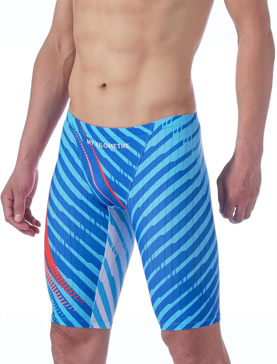 MY KILOMETRE Men's Swimsuit Jammer Solid Swim Jammers Endurance Long Racing Training Swimsuit