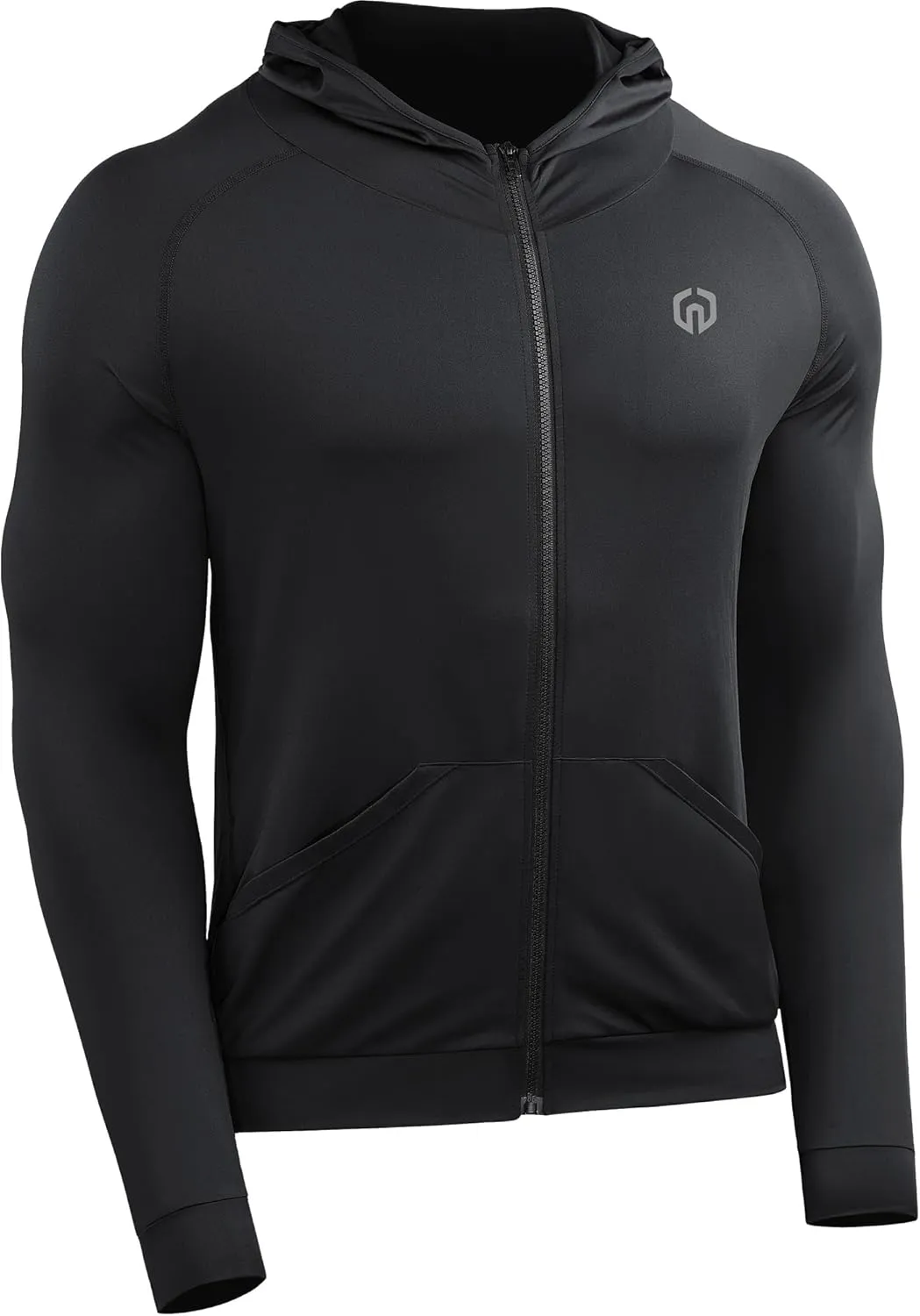 NELEUS Men's Full-Zip Athletic Jacket with Hoodies Workout Long Sleeve Fishing Hiking Performance Shirt