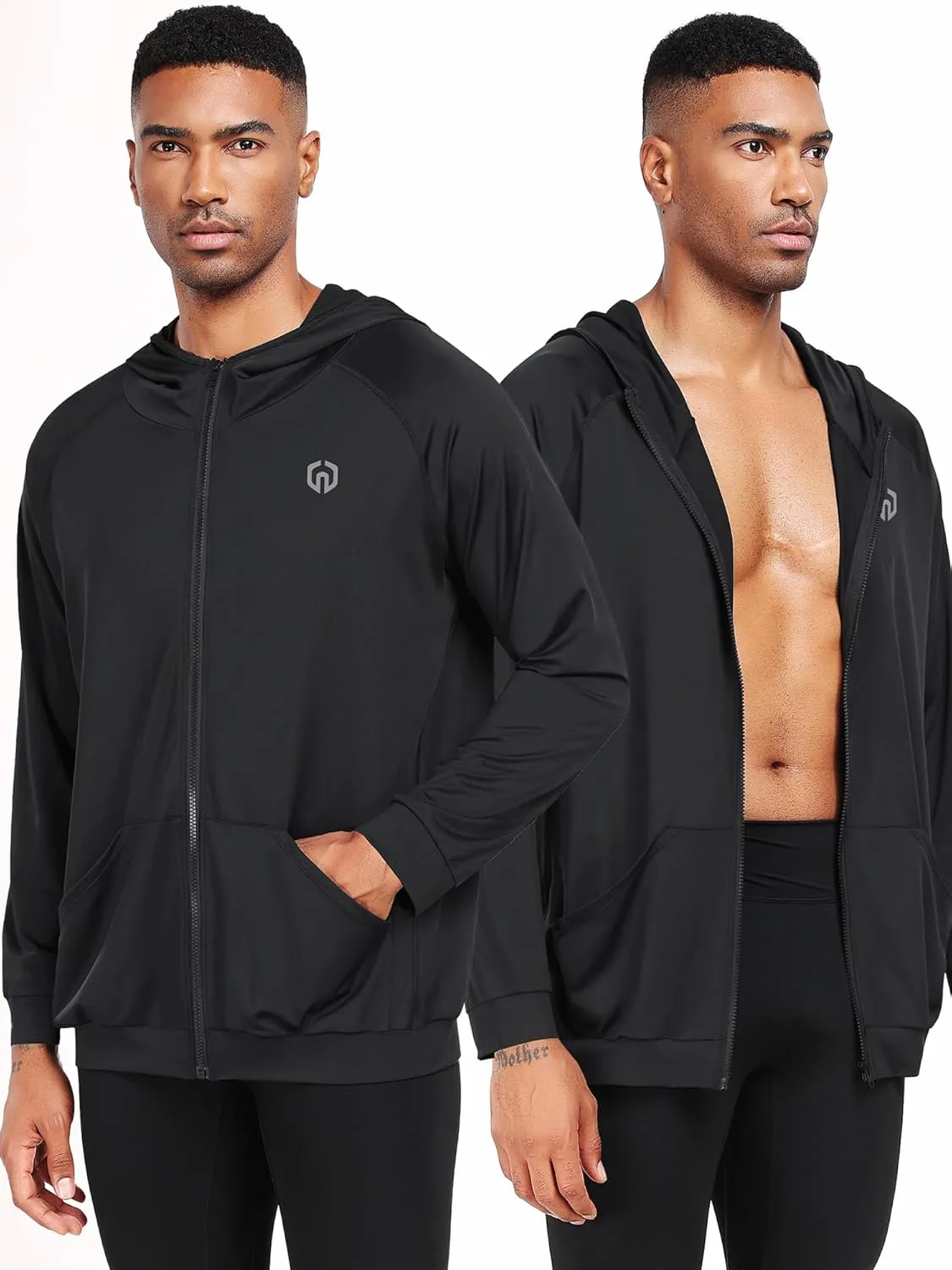 NELEUS Men's Full-Zip Athletic Jacket with Hoodies Workout Long Sleeve Fishing Hiking Performance Shirt