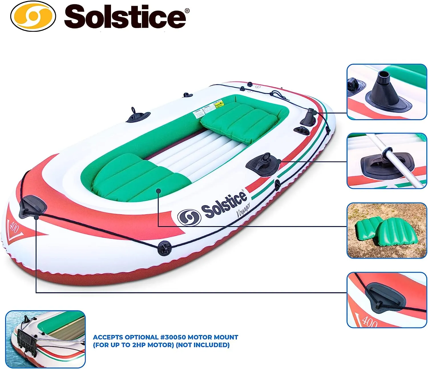 Solstice Voyager Inflatable Pool & Beach Boat 4 Person Kit