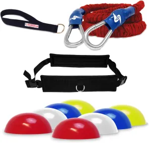SPEEDSTER QB Drop Trainer- Quarterback Training System Using Resistance Bungee Cord- Includes Anchor, Cones, Bungee, Belt and Free Towel