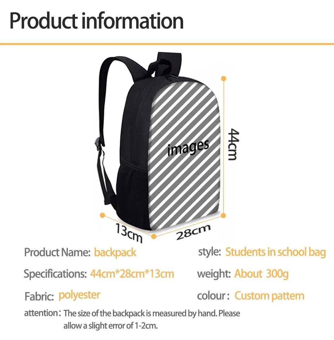 Stranger Things Pattern Backpack, Lightweight Multi-Function College School Black