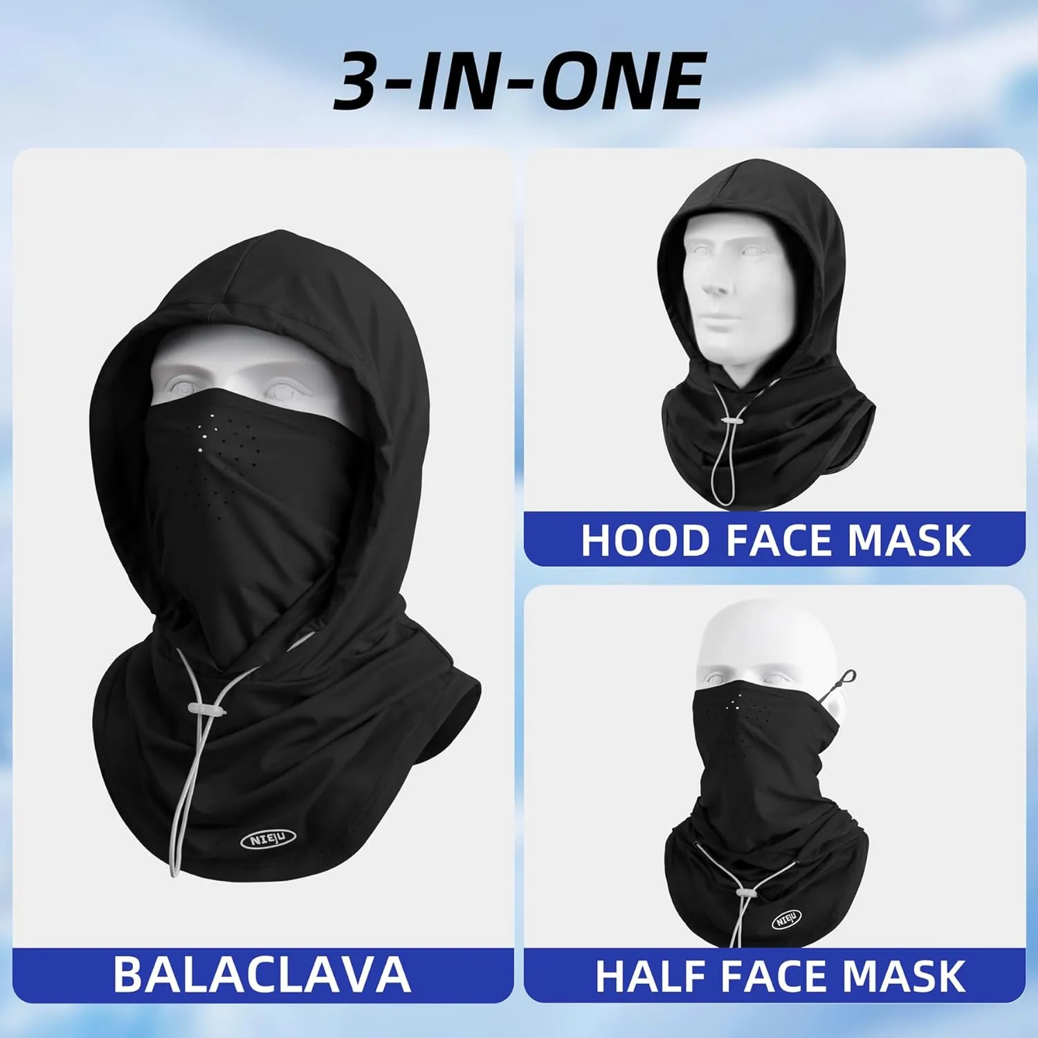 Summer Balaclava Face Mask with Breathable Holes Sun Face Shield UV Protection Full Head Mask for Men Women Fishing Cycling
