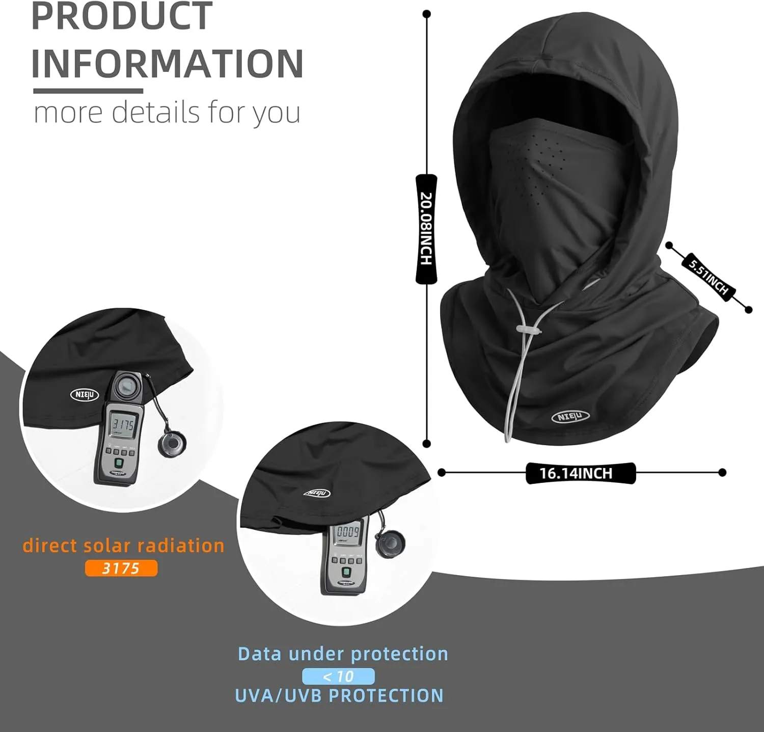 Summer Balaclava Face Mask with Breathable Holes Sun Face Shield UV Protection Full Head Mask for Men Women Fishing Cycling