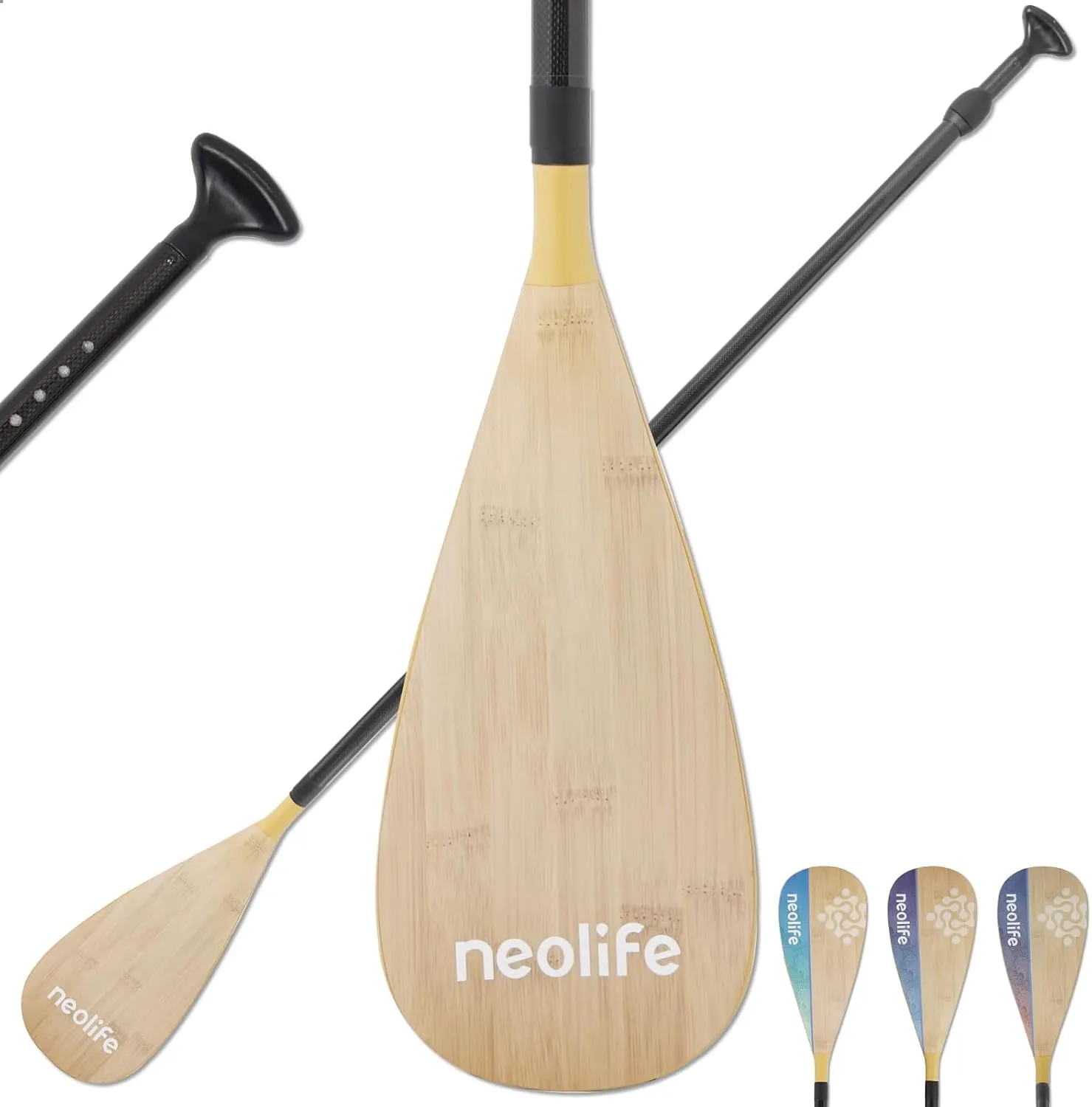 SUP Paddleboard Paddle with Carbon Fiber Shaft and PP Blade, Floating Adjustable Stand Up Paddle Board Paddle, 170-210 cm/68-84 Inches, Bamboo Pattern Series