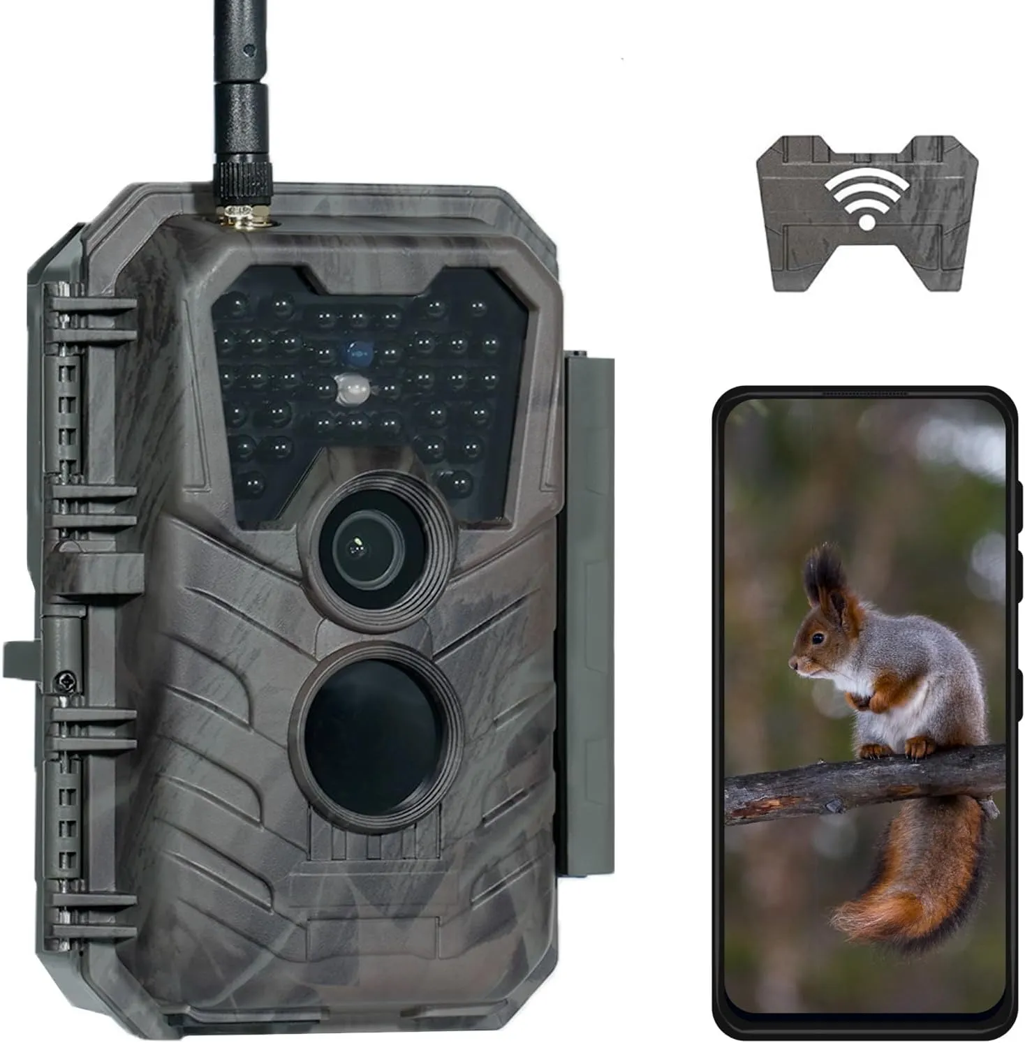 Trail Camera P90 Pro, WiFi Bluetooth, Super-Low-Light Sensitivity, 120 View Angle, 48MP 1296p, Night Vision, Motion Activated, Waterproof, Live Stream to Cell Phone for Hunting Game Cameras