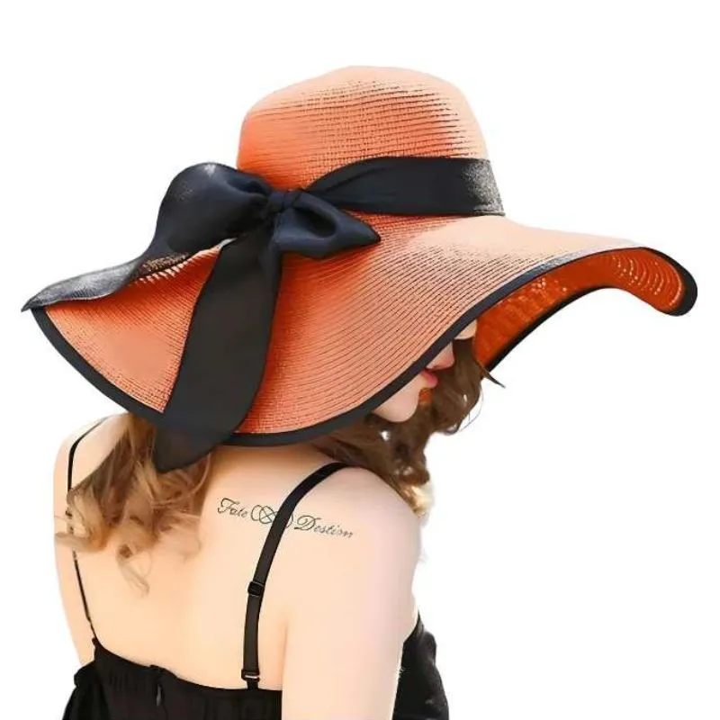 Wide Brim Floppy Straw Hat Solid Colors