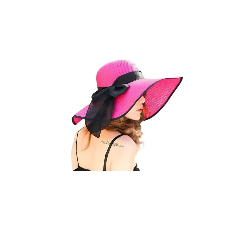 Wide Brim Floppy Straw Hat Solid Colors