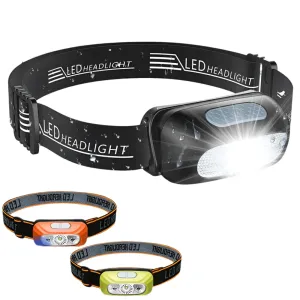 XIWANGFIRE Mini USB Rechargeable Headlamp Motion Sensor Headlight Camping Flashlight Head Light Torch Lamp with Built-in Batter